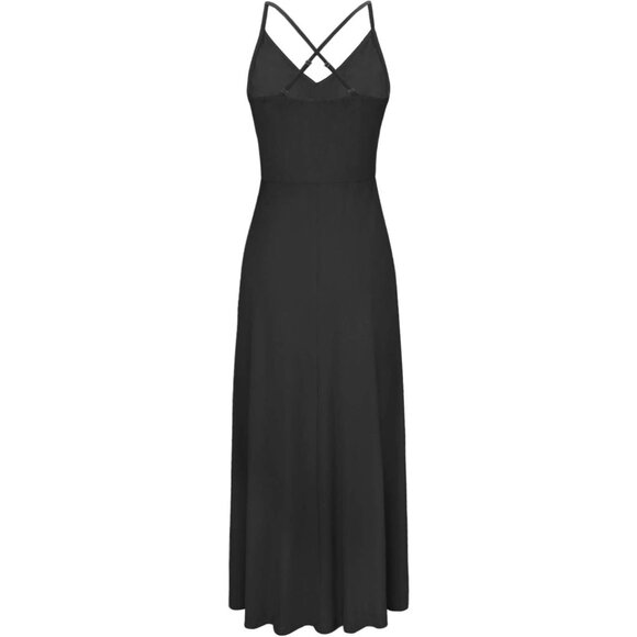 🆕Women Black Floral Cotton V Neck Sleeveless Sundress Beach Casual Vacation - Picture 4 of 6